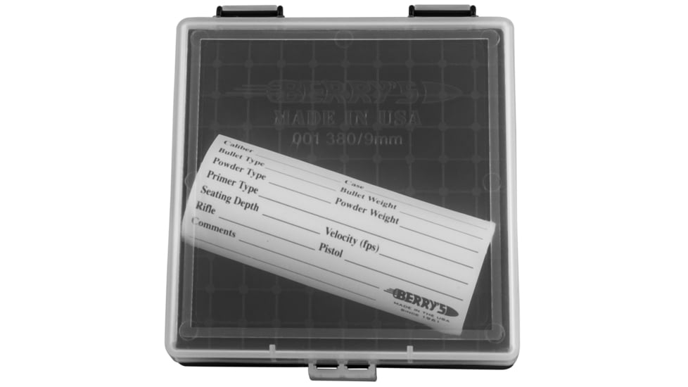 Berrys 87412 001 Ammo Box 9mm Luger,380 ACP 100rd Clear Lid W/Black Bottom