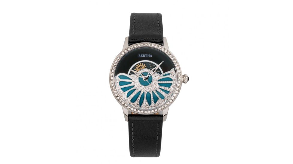 Bertha Adaline Mother-Of-Pearl Leather-Band Watch, Black, One Size, BTHBR8201