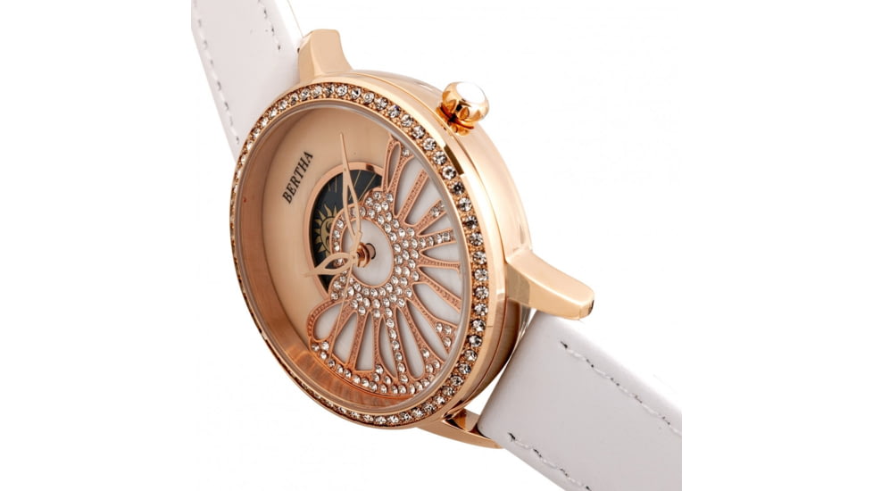 Bertha Adaline Mother-Of-Pearl Leather-Band Watch, White, One Size, BTHBR8205