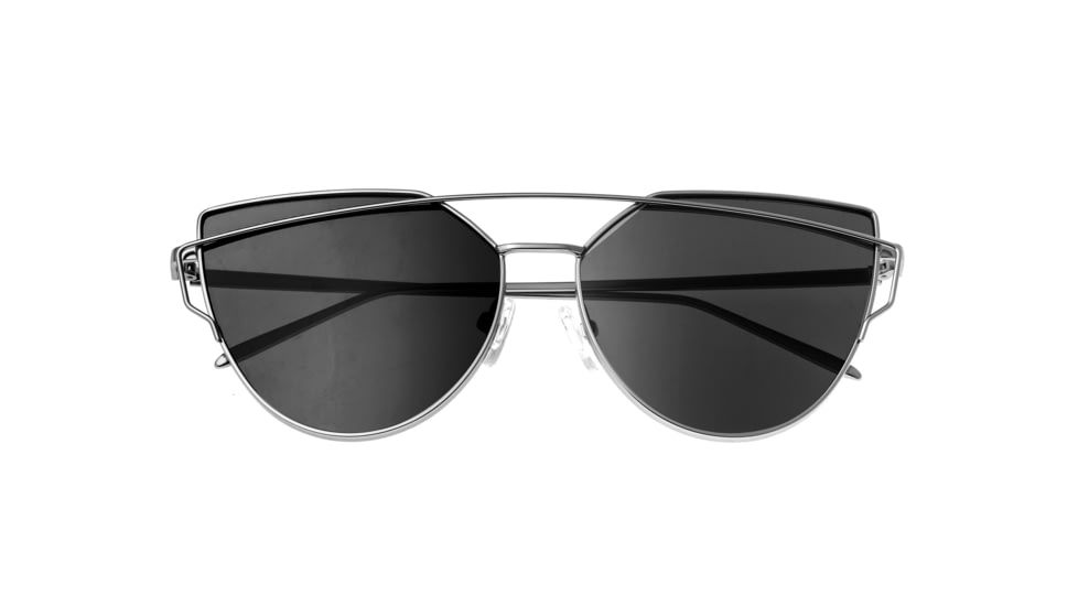 Bertha Aria Polarized Sunglasses, Silver Frame, Black Lens - Womens, BRSBR025PKX