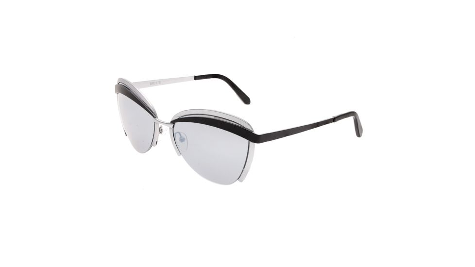 Bertha Aubree Polarized Sunglasses, Silver / Black BRSBR017S