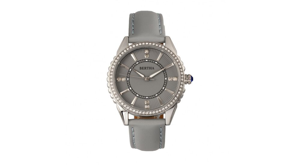 Bertha Clara Leather-Band Watch, Grey, BTHBR8102