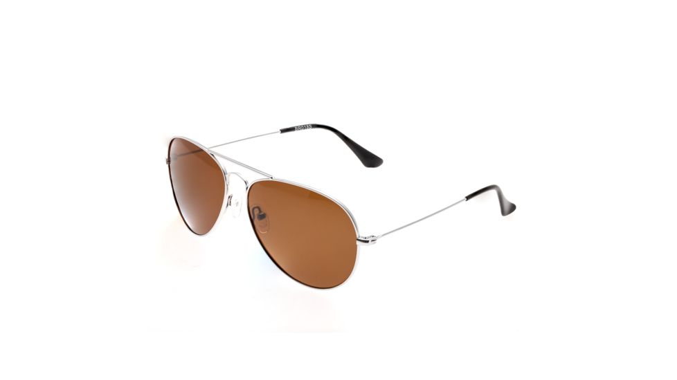 Bertha Brooke Polarized Sunglasses, Silver / Brown BRSBR018S