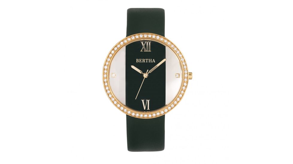 Bertha Ingrid Leather-Band Watch, Green, One Size, BTHBR9103