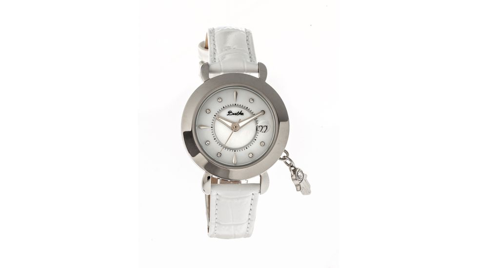 Ladies Hannah Watch,35mm,White Dial,White Leather Strap