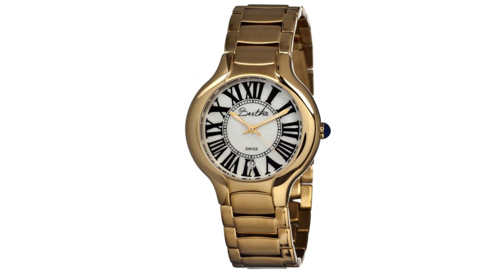 Bertha Maude Ladies Watch, Gold Metal Band, Gold Bezel, White Analog Dial, Gold Hand BTHBR2603