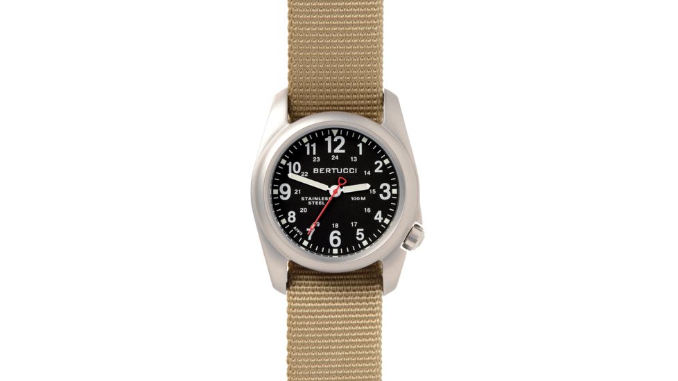 Bertucci Watches A-2S Field Watch with Black dial/Brushed Stainless Case, 40mm 11052