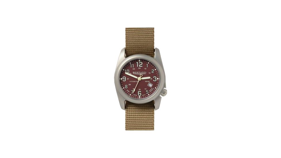 Bertucci Watches A-2T Field Colors Watch with Crimson dial/titanium case, 40mm 12050