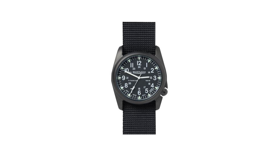 Bertucci Watches A-4T Vintage Yankee Watch with Black dial/black titanium case, 44mm 13415