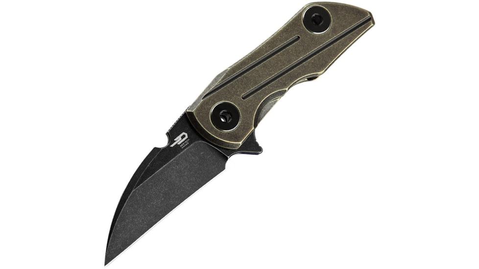 Bestech Knives 2500 Delta Framelock Bronze Folding Knife, 2.5 black stonewash finish S35VN stainless blade, Bronze titanium handle, BT2006D