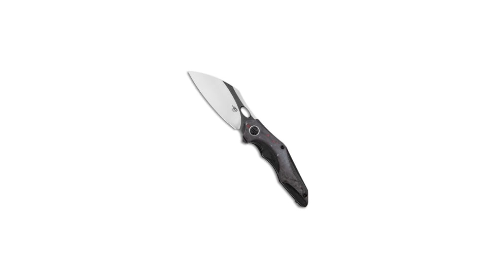 Bestech Knives Bestech Nogard Frame Lock Knife Titanium/Red Marble CF 3.3" Two Tone, Black/Red, Bohler M390, adult, BHQ-127770