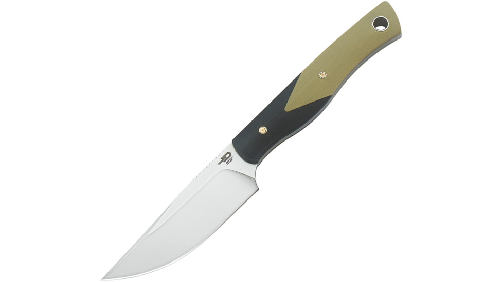 Bestech Knives HEIDI Fixed Blade Beige Knife, 3.13 satin finish D2 tool steel blade, Black and tan G10 handle, BFK01B