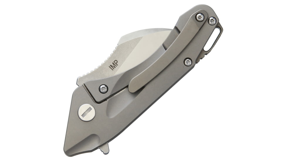 Bestech Knives IMP Tiium Framelock CF Folding Knife, 1.75in Satin Cpm S35Vn SS Blade, Titanium Handle With Carbon Fiber Onlay, Pocket Clip, Black Nylon Zippered Storage Case, BT1710A