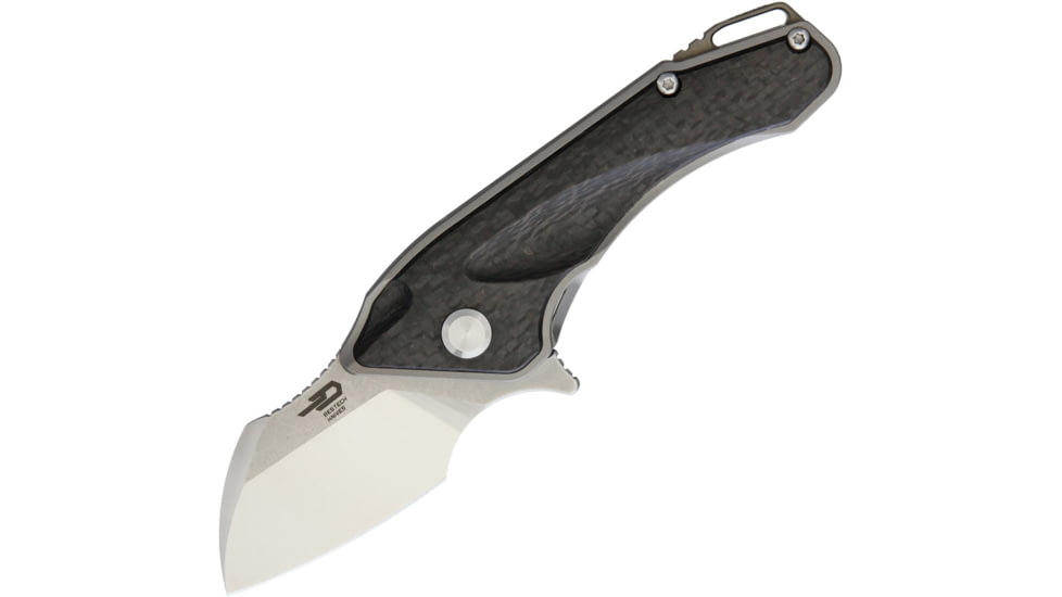 Bestech Knives IMP Tiium Framelock CF Folding Knife, 1.75in Satin Cpm S35Vn SS Blade, Titanium Handle With Carbon Fiber Onlay, Pocket Clip, Black Nylon Zippered Storage Case, BT1710A