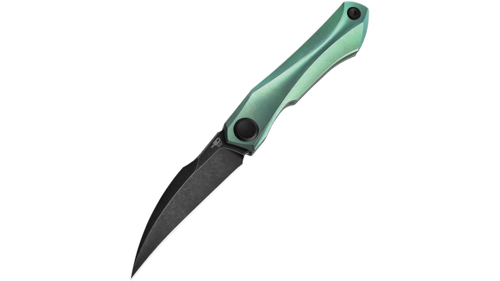 Bestech Knives Ivy Framelock Green BSW Folding Knife, 3 black stonewash finish S35VN stainless blade, Green stonewash finish titanium handle, BT2004E