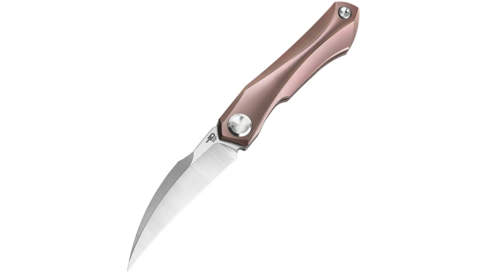 Bestech Knives Ivy Framelock Pink Folding Knife, 3 stonewash and satin finish S35VN stainless blad, Pink stonewash finish titanium handle, BT2004C
