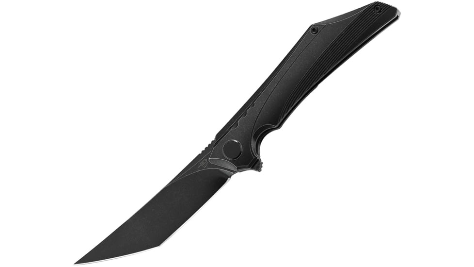 Bestech Knives Kamoza Framelock Black Folding Knife, 3.63 black stonewash finish Bohler M390 stainless, Black stonewash finish titanium handle, BT1911B