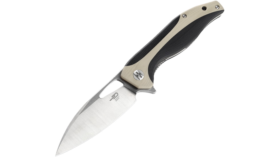 Bestech Knives Komodo Linerlock Folding Knife, Black and tan, Black and tan G10 handle, BG26B
