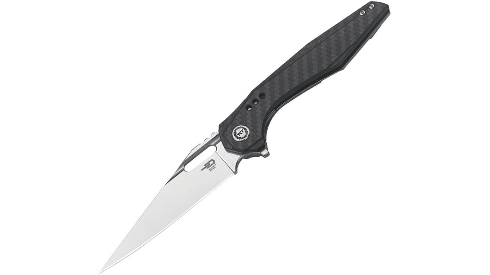 Bestech Knives Malware Framelock CF Folding Knife, 3.88 CPM S35VN stainless blade, Carbon fiber handle with stonewash finish titanium, BT1902C