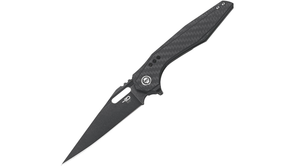 Bestech Knives Malware Framelock CF Folding Knife, S35Vn Blade With Black Stonewash Finish, Carbon Fiber And Titanium Handle, 4.72 Inches Closed Length, Ceramic Ball Bearing, Black, BT1902D
