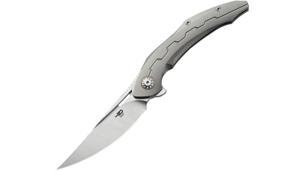 Bestech Knives Marukka Framelock Gray Folding Knife, 3.63 stonewash and satin finish Bohler M390 stain, Gray titanium handle, BT2002A