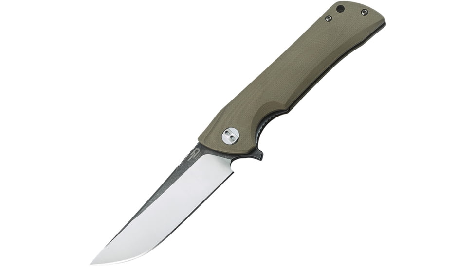 Bestech Knives Paladin Linerlock Beige Folding Knife, 3.75in D2 Tool Steel Drop Point, Beige G10 Handle, Pocket Clip, Satin And Black Stonewash Blade, Beige, BG13B-2