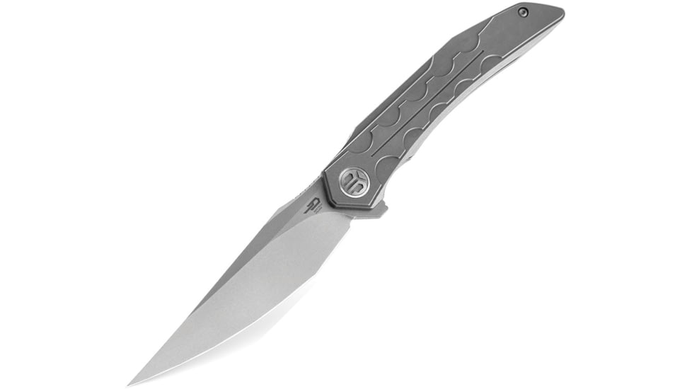 Bestech Knives Samari Framelock Gray Folding Knife, 3.88 Bohler M390 stainless blade, Gray stonewash finish titanium handle, BT2009A