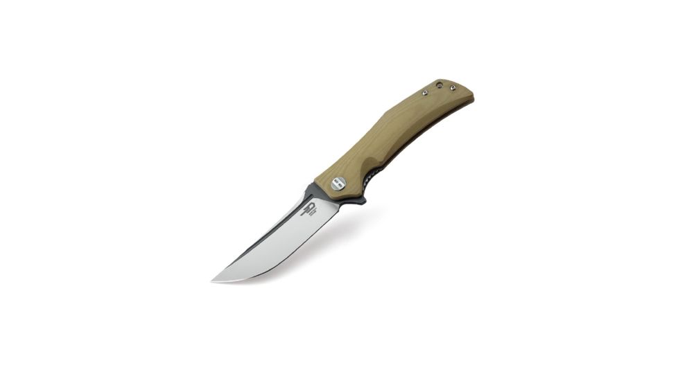 Bestech Knives Scimitar BG05C 3.75 in Plain Edge Folding Blade, Beige G10 Handle 4015847