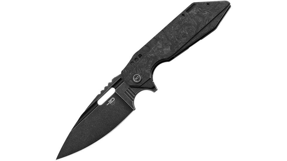 Bestech Knives Shodan Framelock Folding Knife, Carbon fiber handle with black titanium back handl, BT1910D