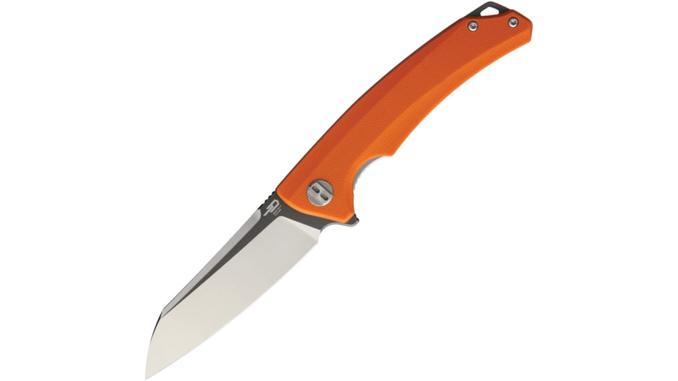 Bestech Knives TEXEL Linerlock Orange Folding Knife, 3.25 D2 tool steel gray titanium coated and satin, Orange G10 handle, BG21D-2