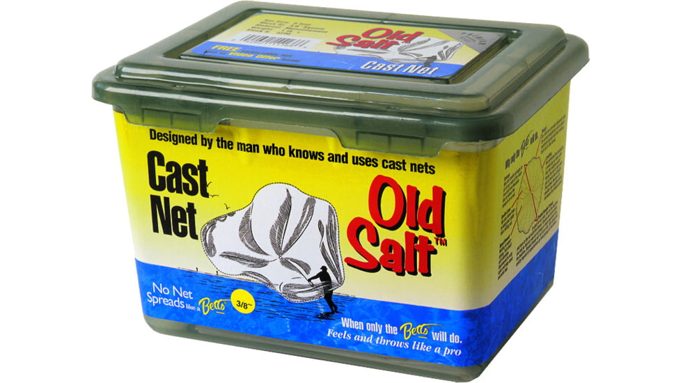 Betts Old Salt Deep Hole Mono Cast Net 7' 3/8" Mesh, Sewn-in Webbing, 1Lb Lead per Ft, 7PM-DH