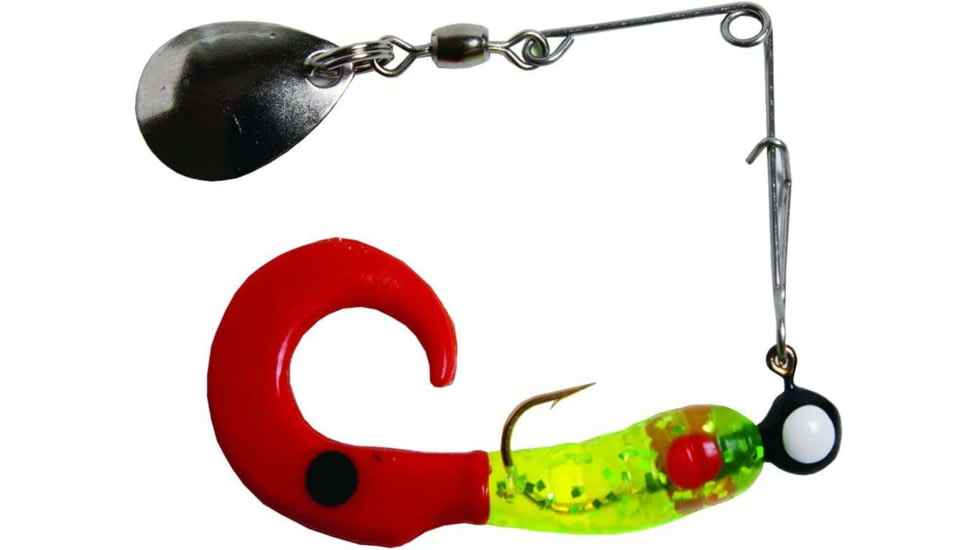 Betts Spin Curl Tail Lure, Chartreuse/Red Dot/Red Tail, 1/8oz, 3in, 023CT-11N
