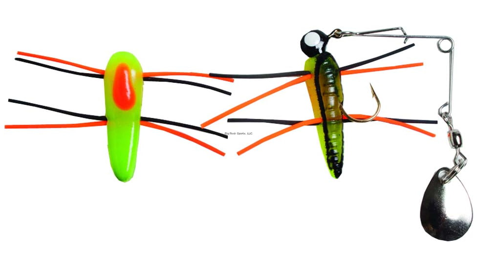 Betts Spin Grunts Grub Lure, Black Stripe/Chartreuse/Orange, 1/16oz, 1 1/4in, 022GRRL-29N