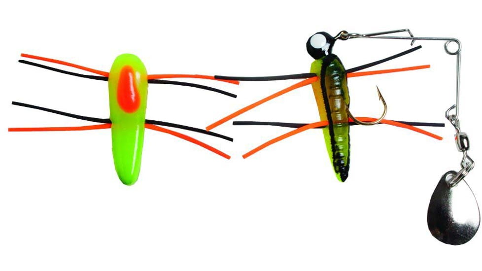 Betts Spin Grunts Grub Lure, Black Stripe/Chartreuse/Orange, 1/32oz, 1in, 021GRRL-29N