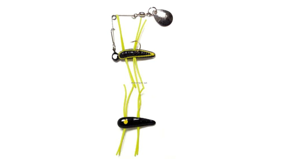 Betts Spin Grunts Grub Lure, Black/Yellow Stripes, 1/16oz, 1 1/4in, 022GRRL-24N