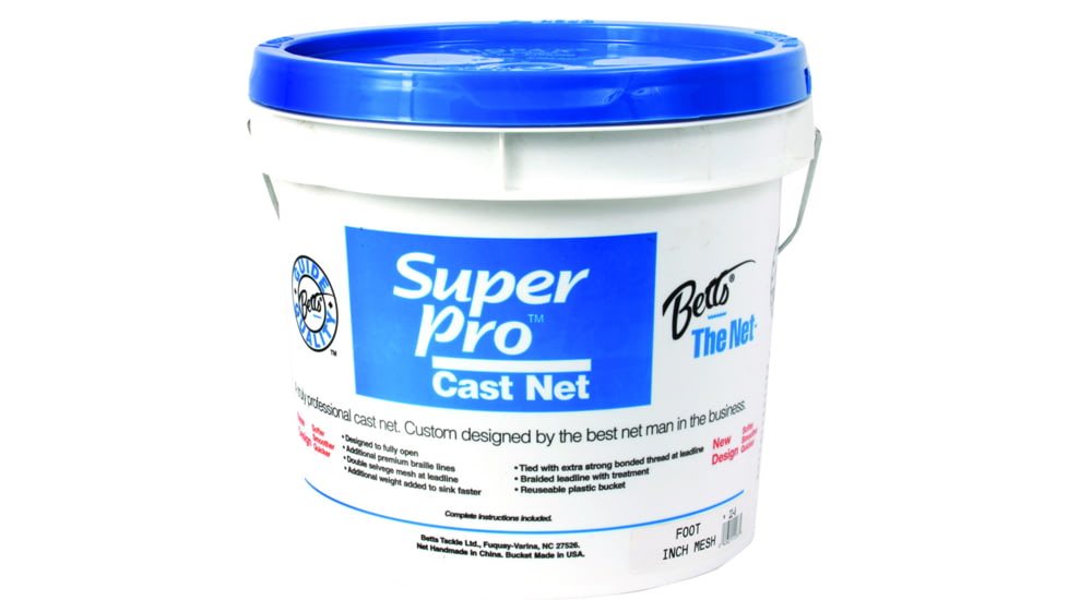 Betts Super Pro Mono Cast Net 6' 1/2" Mesh 1.5Lb Lead per Ft Bucket, 20-6