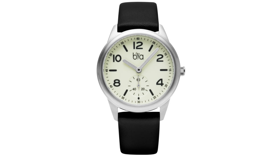 Bia Suffragette Watches, Ivory Dial, Black Strap, Steel, One Size, B1019