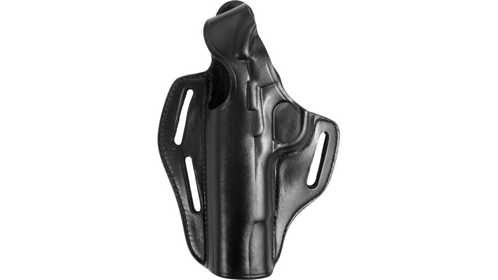 Bianchi 77 Piranha Leather Belt Holster Plain Black, Left Hand 