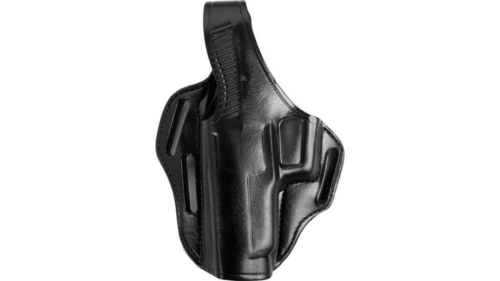 Bianchi 77 Piranha Leather Belt Holster Plain Black, Left Hand 