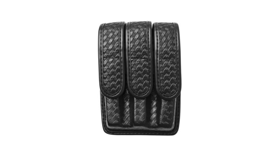 Bianchi 7945 Slimline Triple Magazine Pouch, Basket Black, Brass Snap - Beretta 92/96, Fits Glock 17/19 &amp; Similar