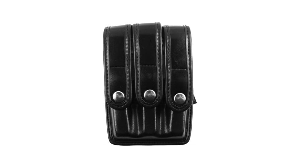 Bianchi 7945 Slimline Triple Magazine Pouch, Plain Black, Brass Snap - Beretta 92/96, Fits Glock 17/19 &amp; Similar