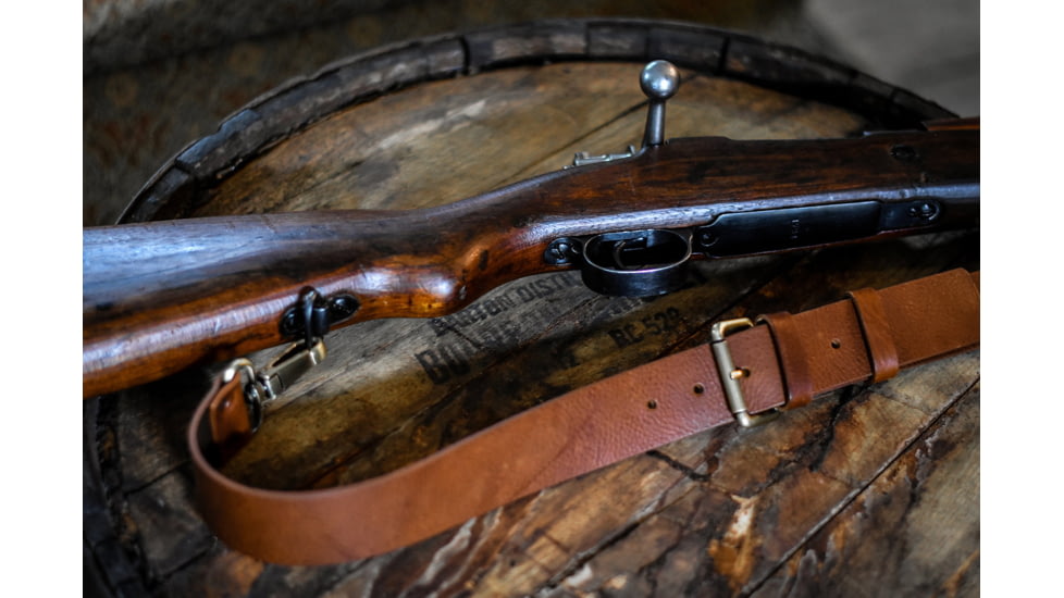 Bieling Leather Co. Classic Leather Rifle Sling, Medium Brown, 36 - 42in, BLC0003