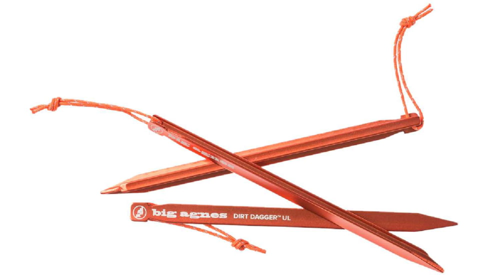 Big Agnes Dirt Dagger UL 6.75in Tent Stake, Pack of 6, Orange, 6.75in, ADDPK67522