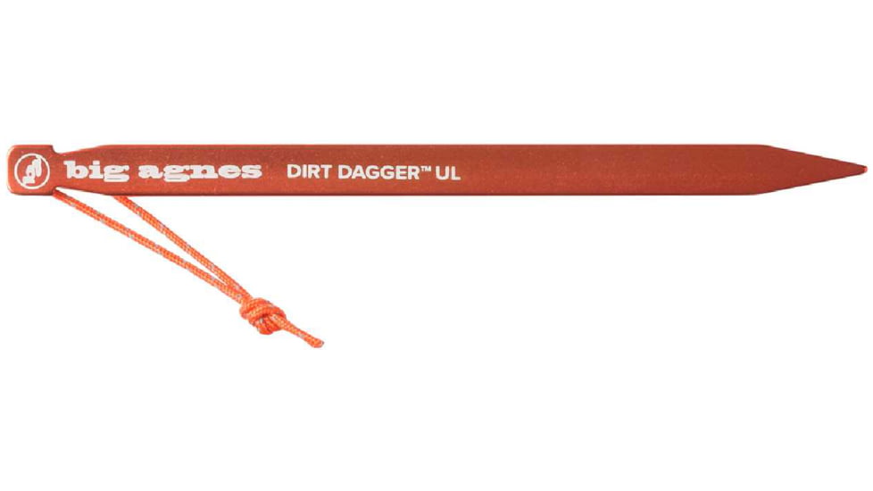 Big Agnes Dirt Dagger UL 6.75in Tent Stake, Pack of 6, Orange, 6.75in, ADDPK67522
