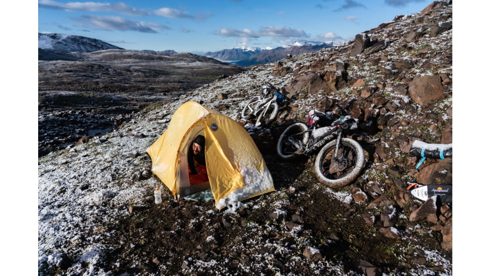 Big Agnes Fly Creek HV UL1 Bikepack Solution Dye Tent, Yellow/Greige, 1 Person, THVFCBP122