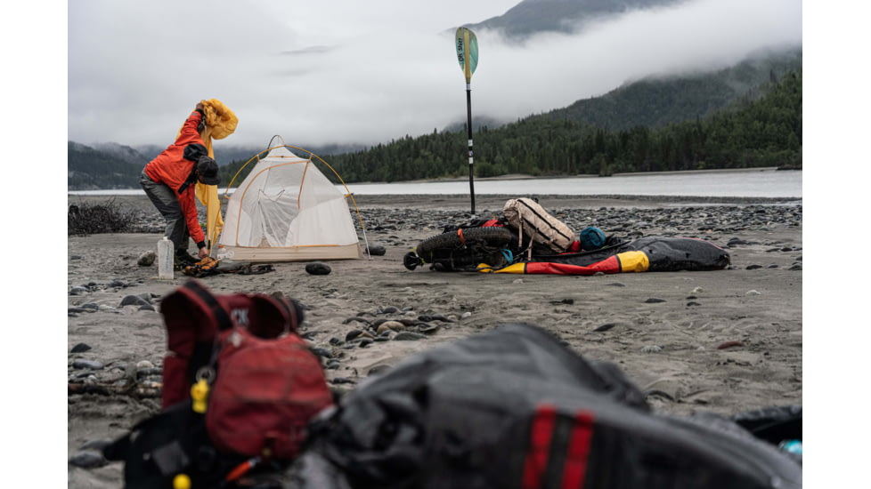 Big Agnes Fly Creek HV UL1 Bikepack Solution Dye Tent, Yellow/Greige, 1 Person, THVFCBP122