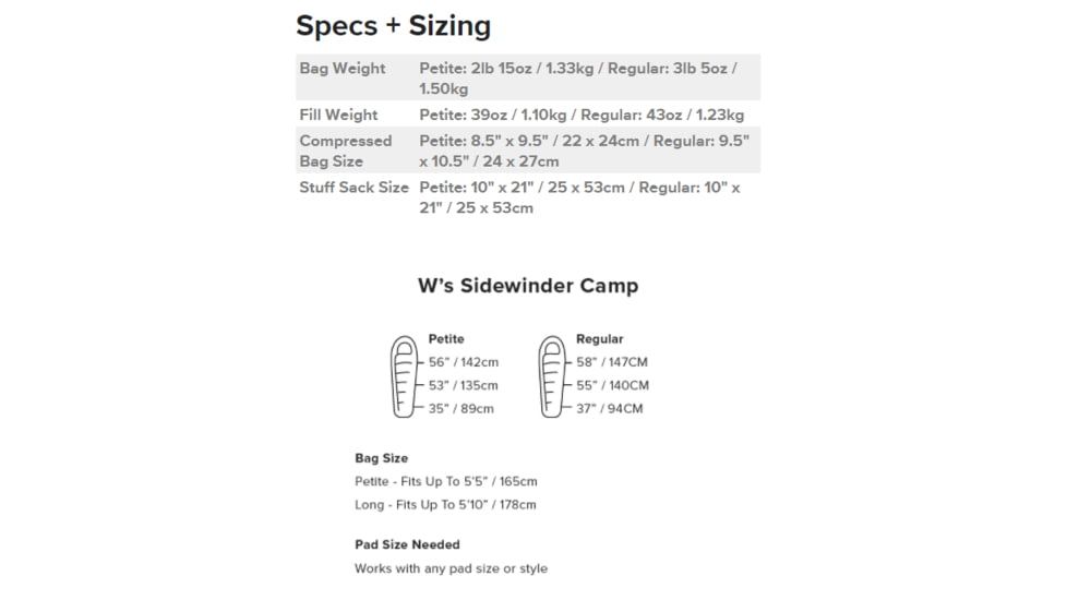 Big Agnes Sidewinder Camp 20 FireLine Sleeping Bag - Womens, Plum/Lavender, Petite, BWSWC20P21