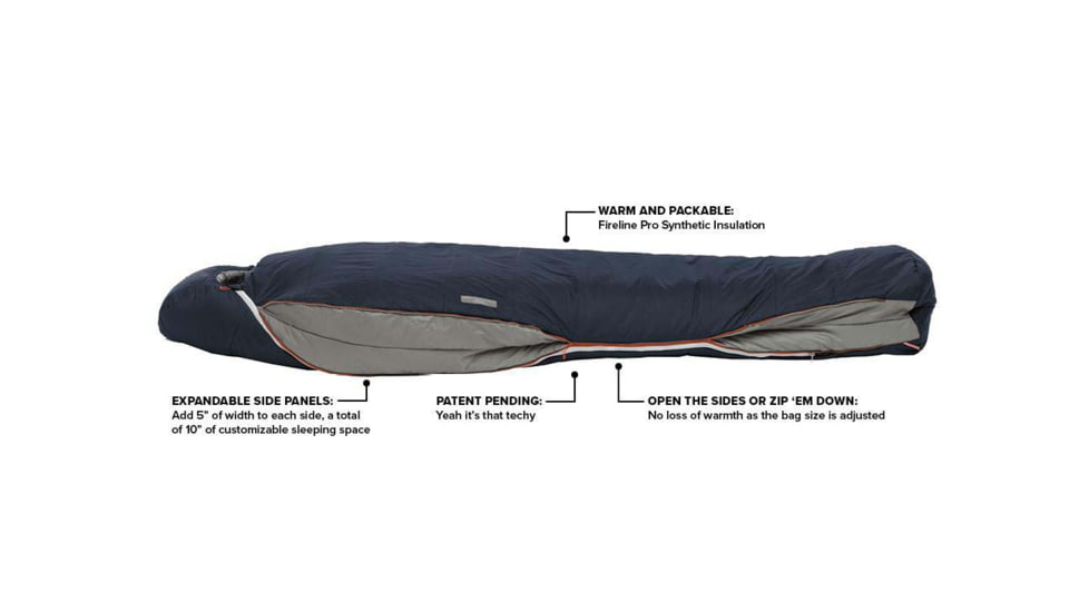 Big Agnes Torchlight Camp 35 Fireline Pro Sleeping Bag, Indigo/Gray, Long Left, BTMTLC35LL21