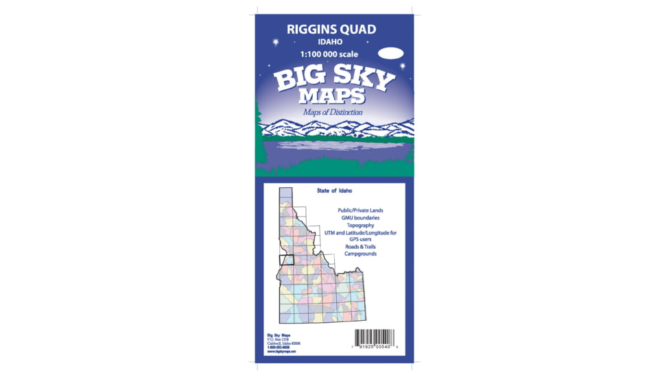 Big Sky Maps 1000,000 Scale Qaudrangle Map