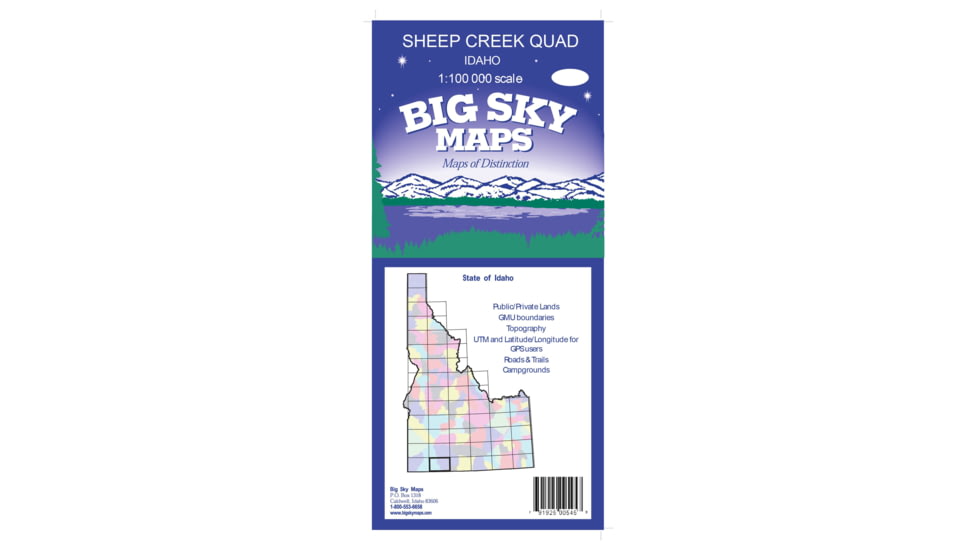 Big Sky Maps 1000,000 Scale Qaudrangle Map